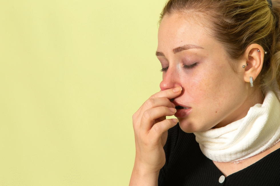 A lady with difficulty in breathing -Nasal polyps