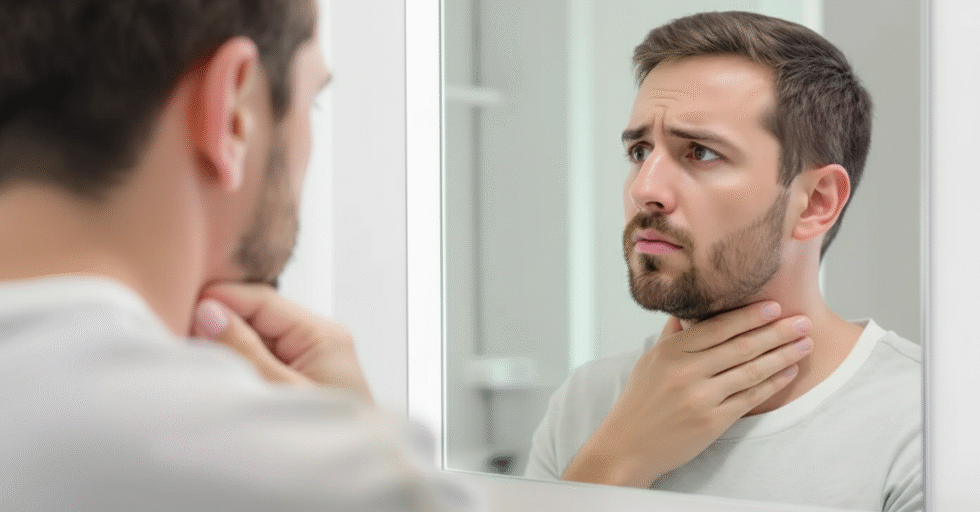 A man having small lump on the neck