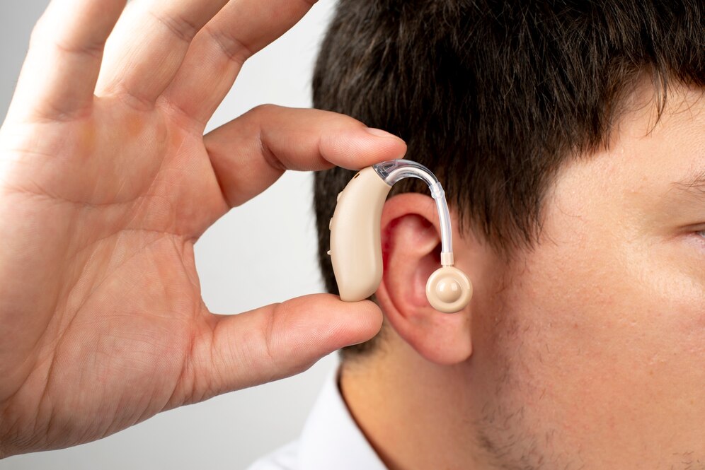 man wearing hearing aids