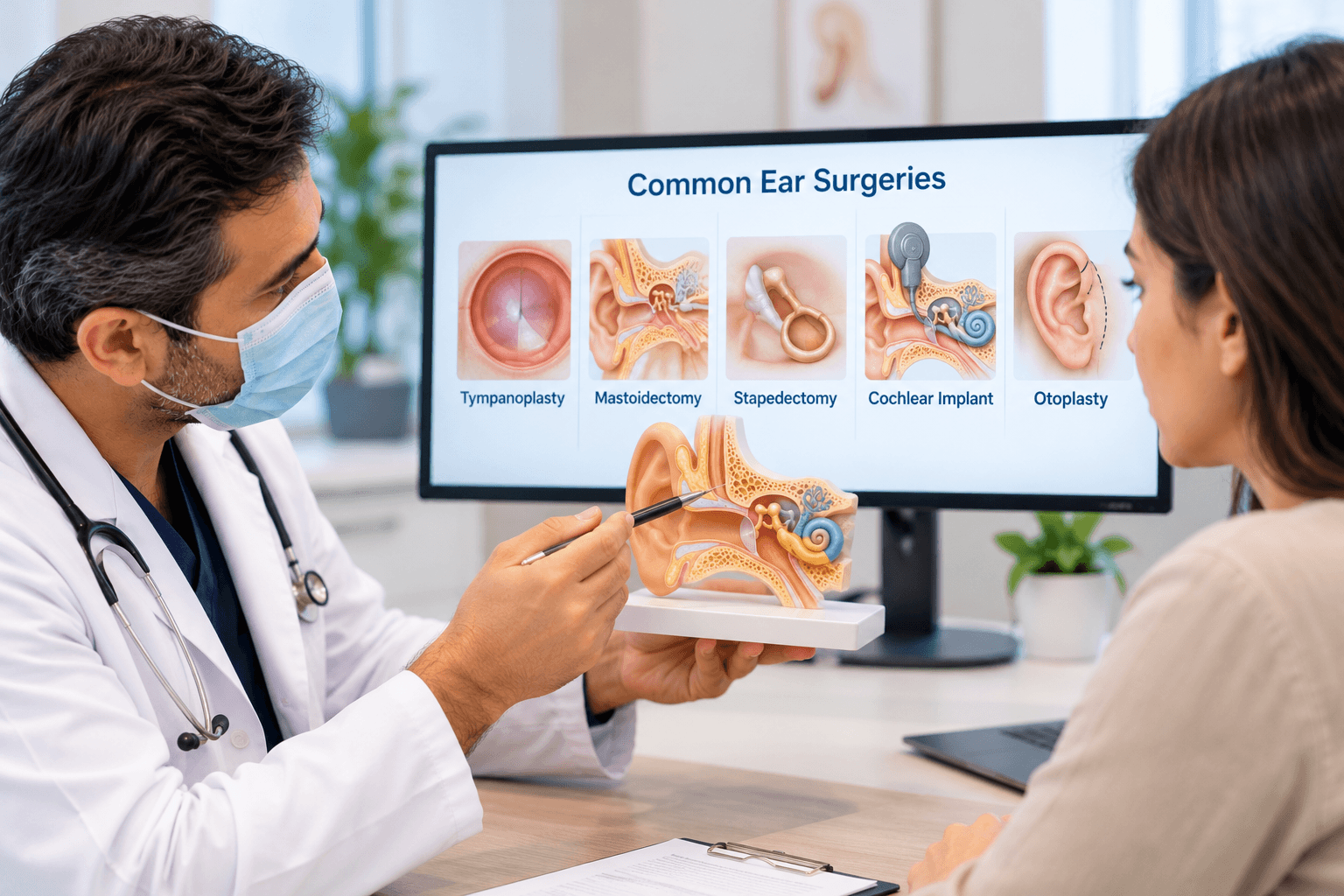 consultation between an ENT surgeon and a patient