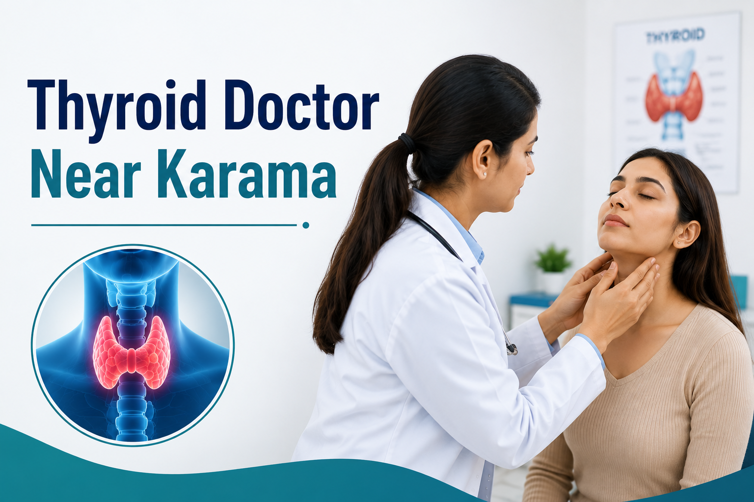a doctor examining a patient’s thyroid area