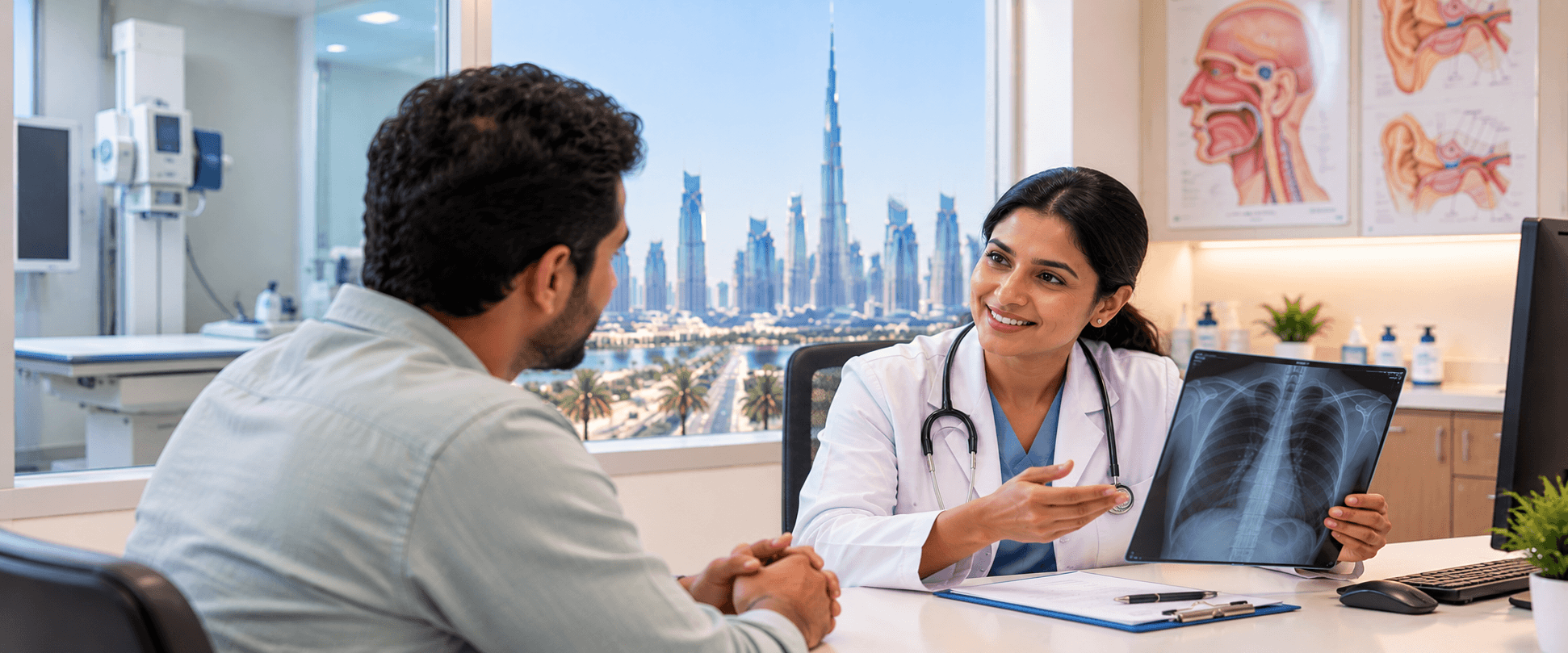 a doctor discussing medical information with a patient.